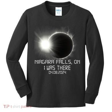 I Was There Total Solar Eclipse Niagara Falls On Canada Kids Long Sleeve Shirt