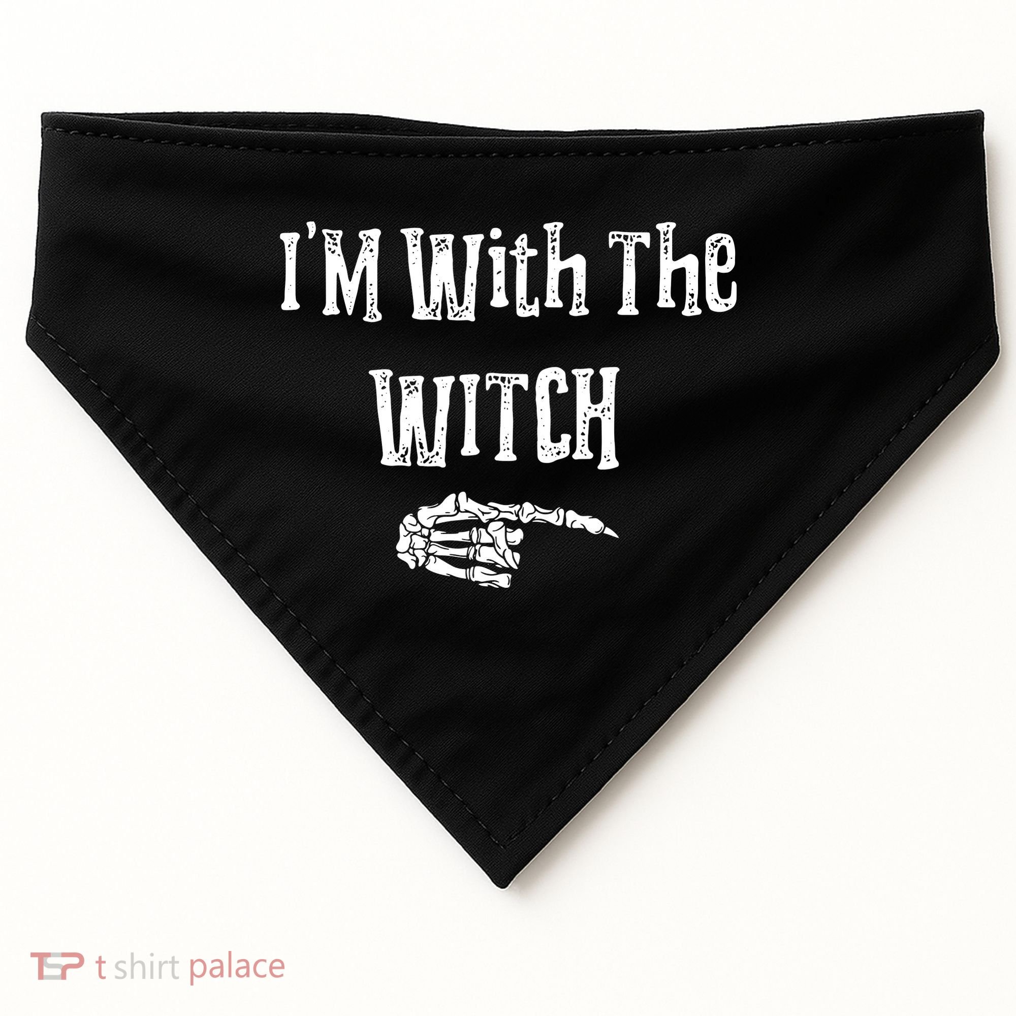 I'm With The Witch Tee Funny Halloween USA-Made Doggie Bandana