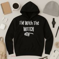I'm With The Witch Tee Funny Halloween Hoodie thumb 3