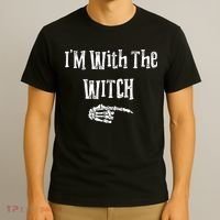 I'm With The Witch Tee Funny Halloween T-Shirt thumb 3