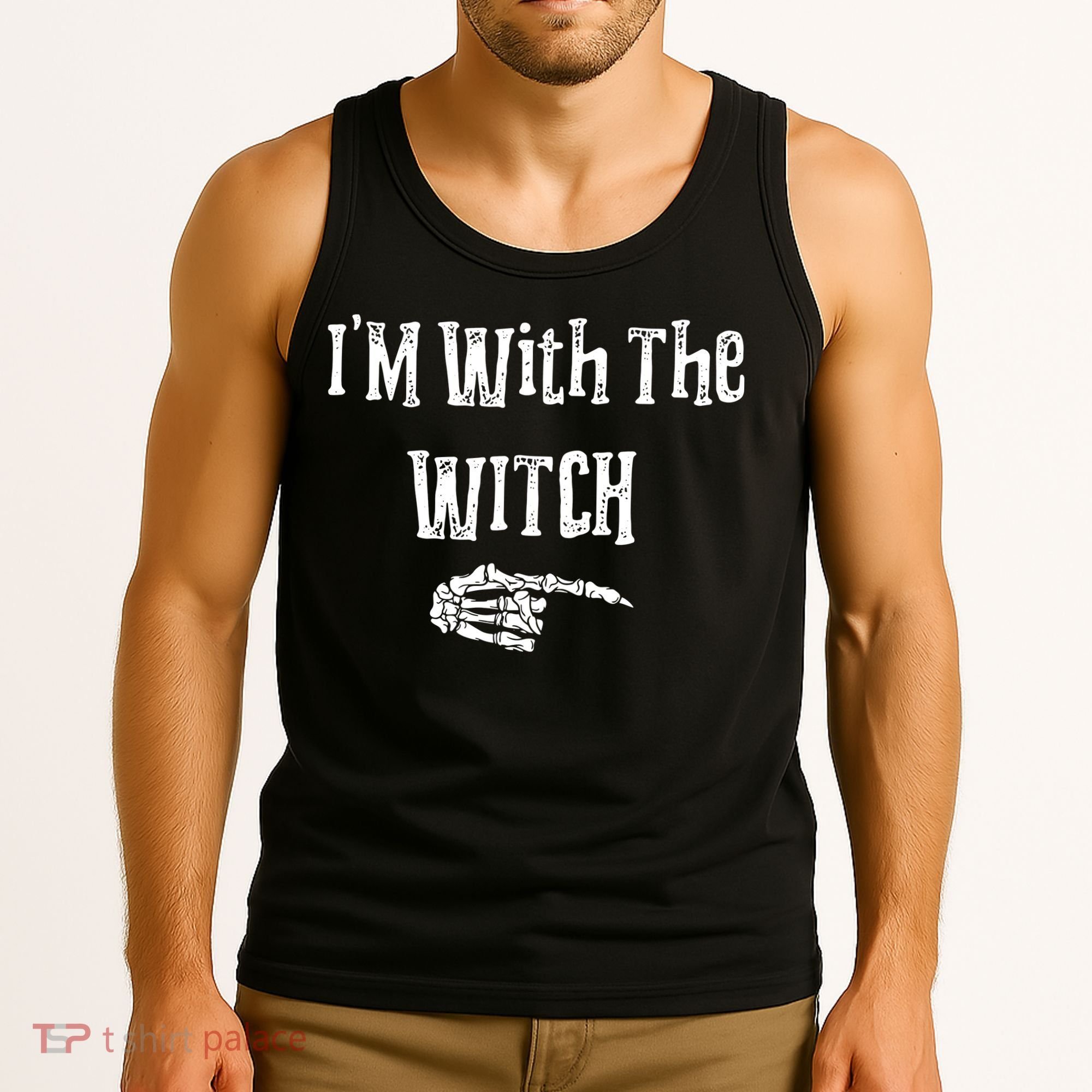 I'm With The Witch Tee Funny Halloween Tank Top