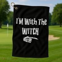 I'm With The Witch Tee Funny Halloween Golf Towel thumb 1