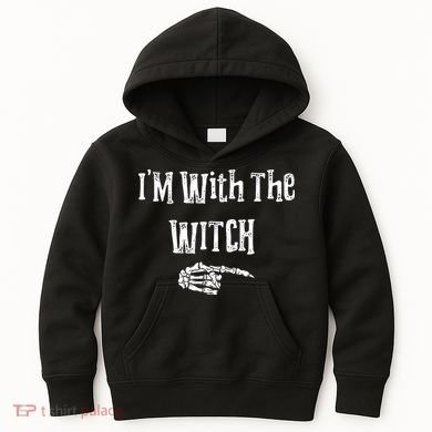 I'm With The Witch Tee Funny Halloween Kids Hoodie