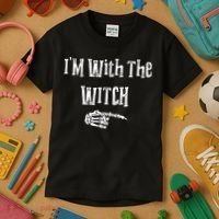 I'm With The Witch Tee Funny Halloween Kids T-Shirt thumb 3