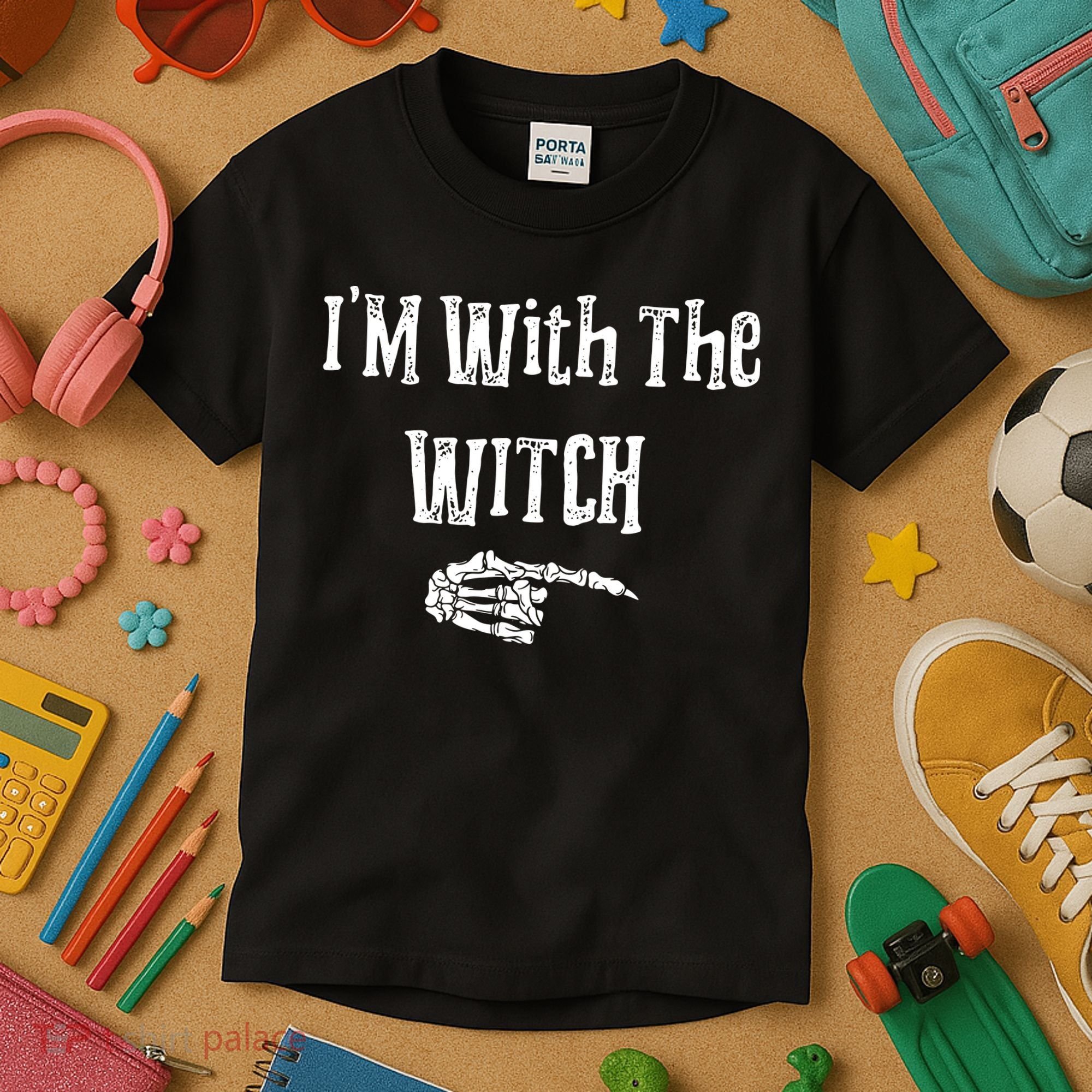 I'm With The Witch Tee Funny Halloween Kids T-Shirt