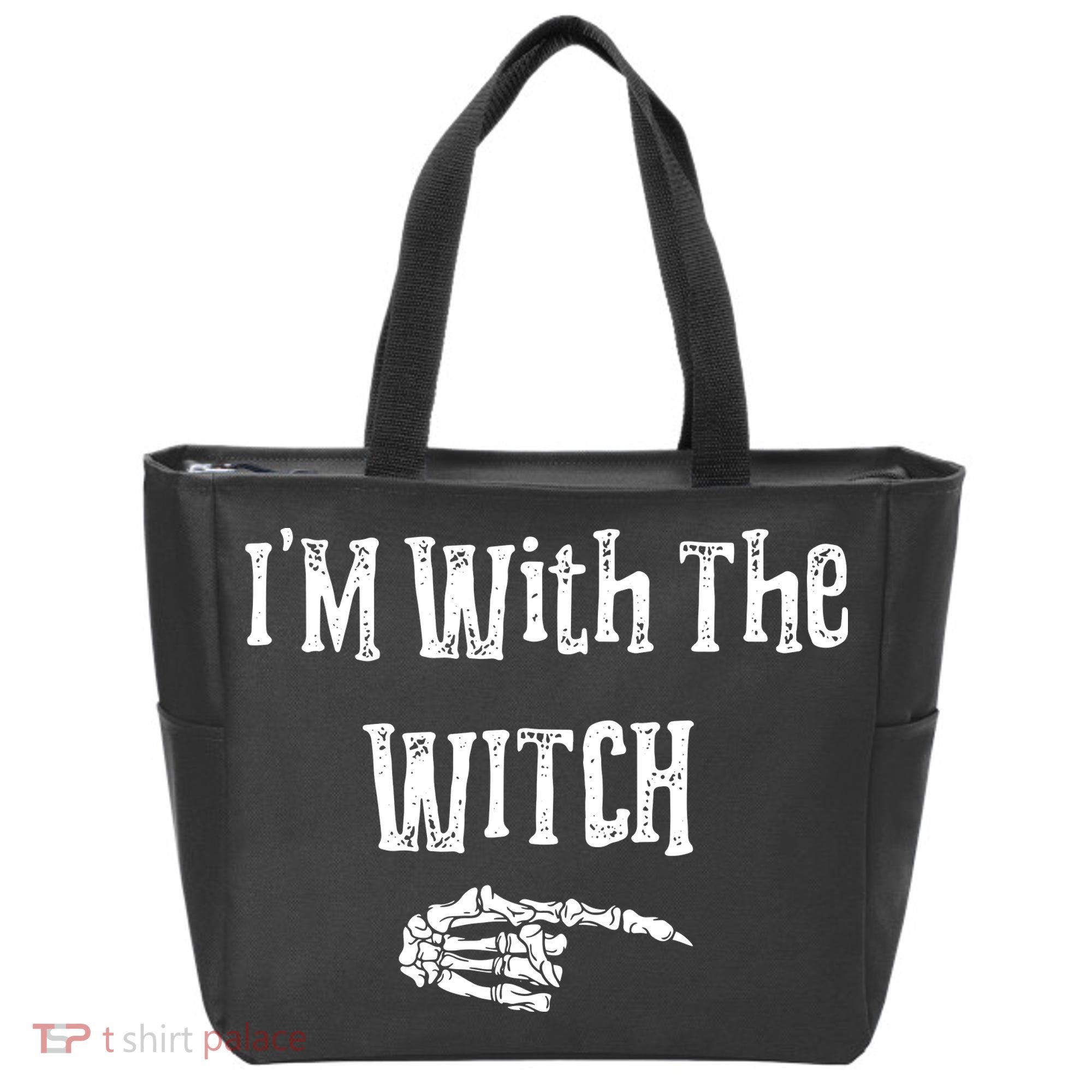 I'm With The Witch Tee Funny Halloween Tote Bag