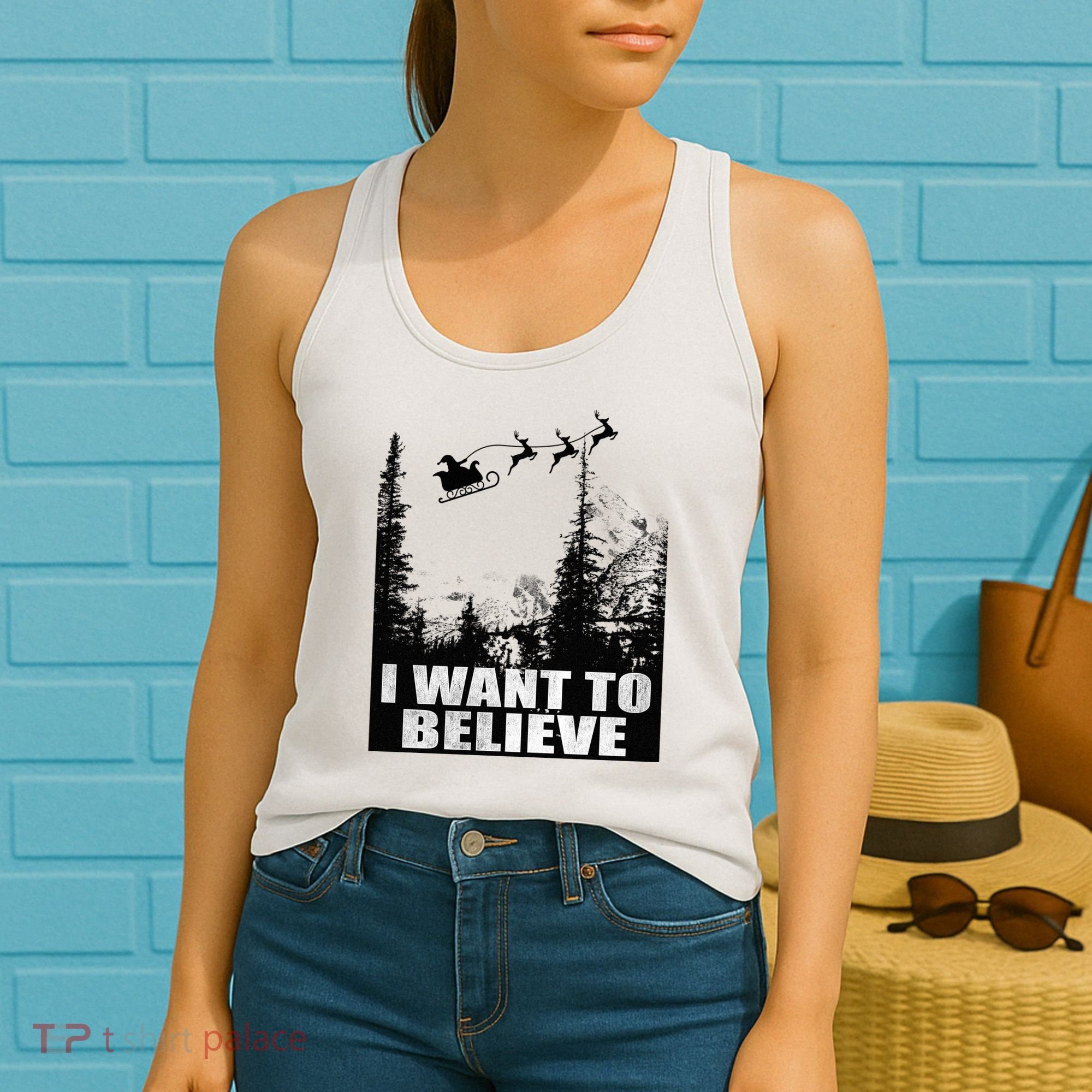I Want To Believe Funny Christmas Great Gift Women's Tank Top