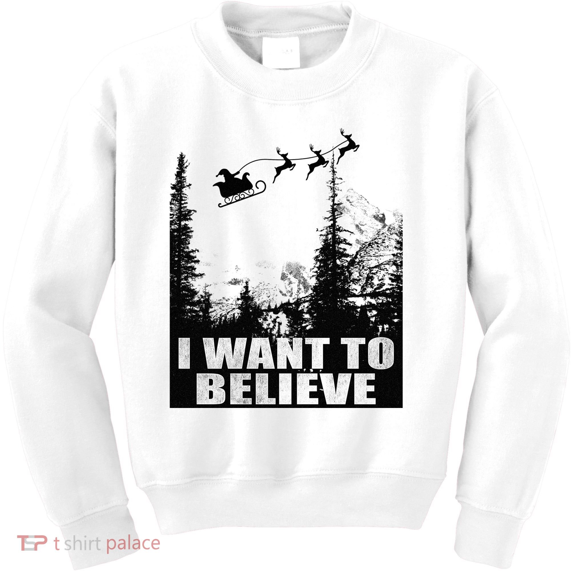 I Want To Believe Funny Christmas Great Gift Kids Sweatshirt