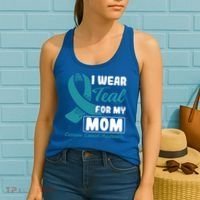 I Wear Teal For My Mom Ovarian Cancer Cute Gift Women's Tank Top thumb 2
