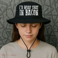 ID WRAP THAT IN BACON Funny Bacon Lovers Bucket Hat thumb 3