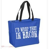 ID WRAP THAT IN BACON Funny Bacon Lovers Tote Bag thumb 2