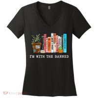 I'm With The Banned Books I Read Banned Books Lovers Women's V-Neck T-Shirt thumb 0