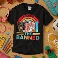I'm with The Banned Books Lover Kids T-Shirt thumb 3