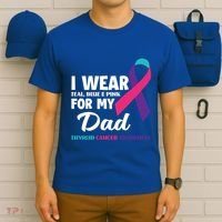 I Wear Teal Blue And Pink For My Dad Thyroid Cancer Awareness Funny Gift T-Shirt thumb 6