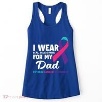 I Wear Teal Blue And Pink For My Dad Thyroid Cancer Awareness Funny Gift Women's Tank Top thumb 0