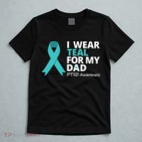 I Wear Teal For My Dad PTSD Awareness Teal Ribbon T-Shirt thumb 5