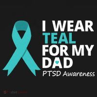 I Wear Teal For My Dad PTSD Awareness Teal Ribbon T-Shirt thumb 7