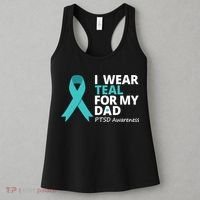I Wear Teal For My Dad PTSD Awareness Teal Ribbon Women's Tank Top thumb 3