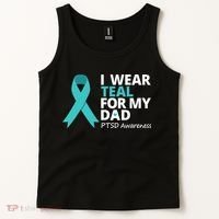 I Wear Teal For My Dad PTSD Awareness Teal Ribbon Tank Top thumb 2