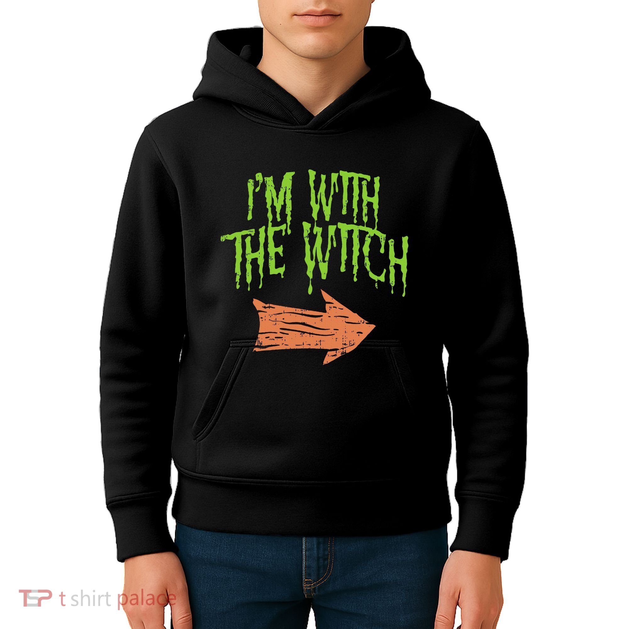Im With The Witch Husband Halloween Costume Couple Kids Hoodie