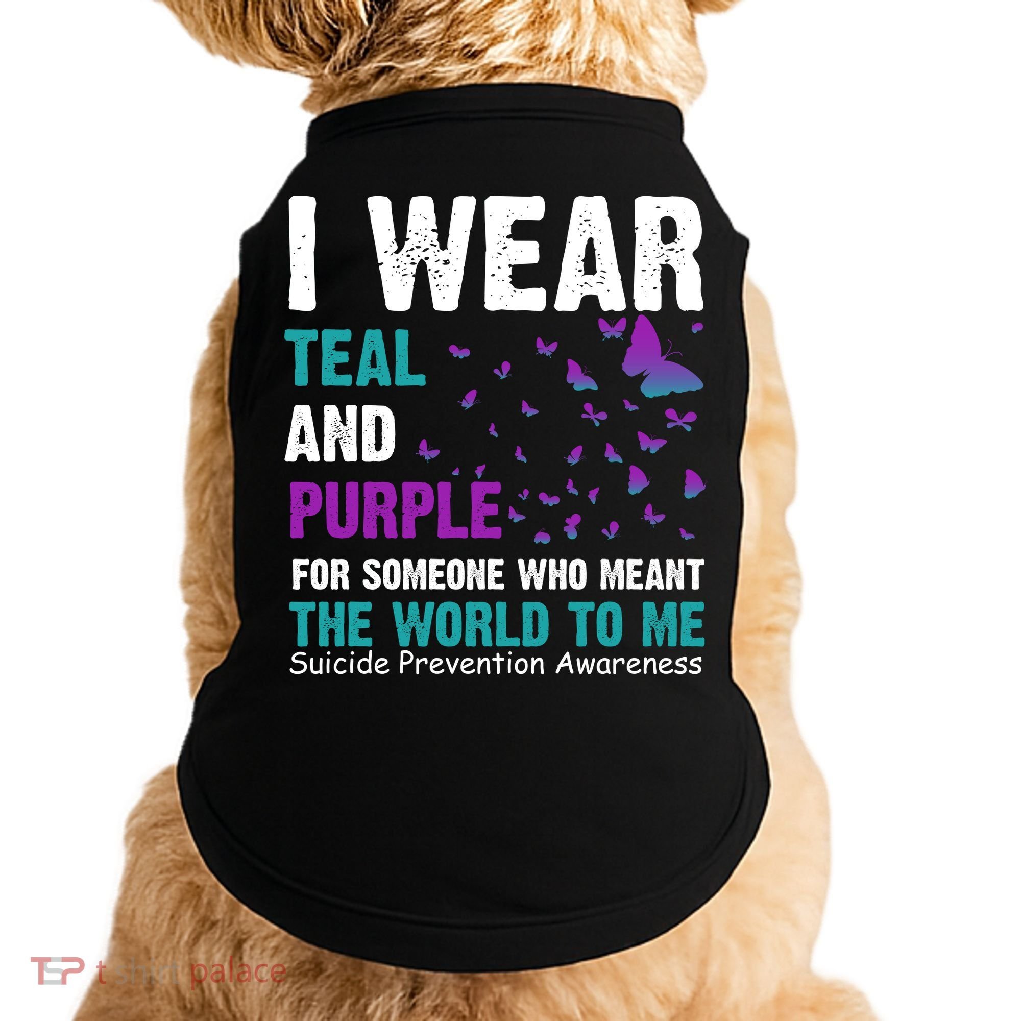 I Wear Teal & Purple Suicide Prevention Awareness Doggie Tank