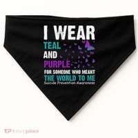 I Wear Teal & Purple Suicide Prevention Awareness USA-Made Doggie Bandana thumb 0
