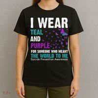 I Wear Teal & Purple Suicide Prevention Awareness T-Shirt thumb 4