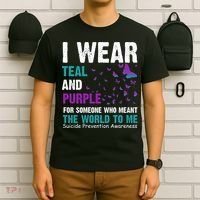 I Wear Teal & Purple Suicide Prevention Awareness T-Shirt thumb 6