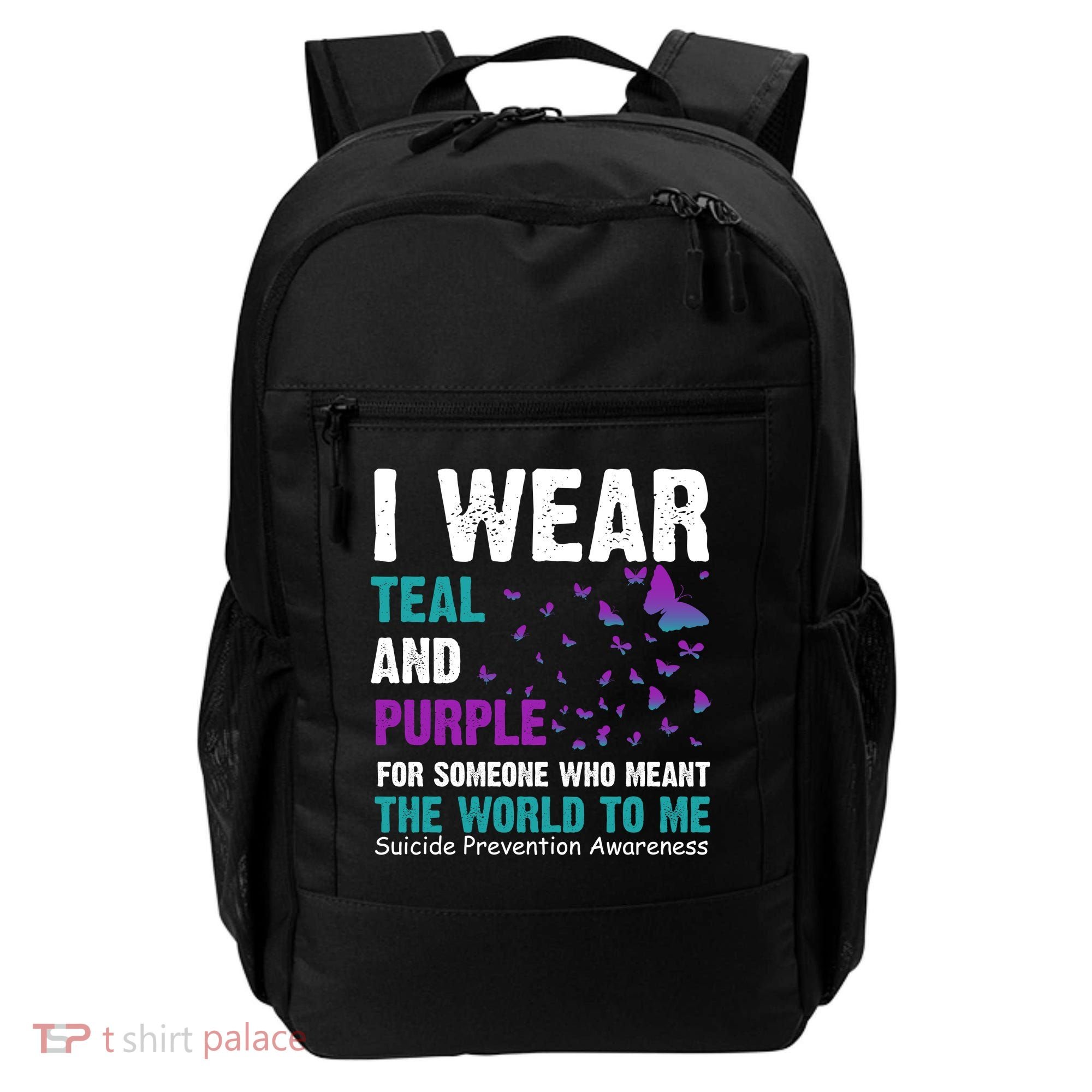 I Wear Teal & Purple Suicide Prevention Awareness Backpack