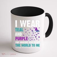 I Wear Teal & Purple Suicide Prevention Awareness Coffee Mug thumb 1