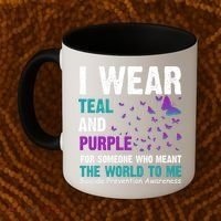 I Wear Teal & Purple Suicide Prevention Awareness Coffee Mug thumb 2