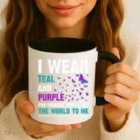 I Wear Teal & Purple Suicide Prevention Awareness Coffee Mug thumb 3
