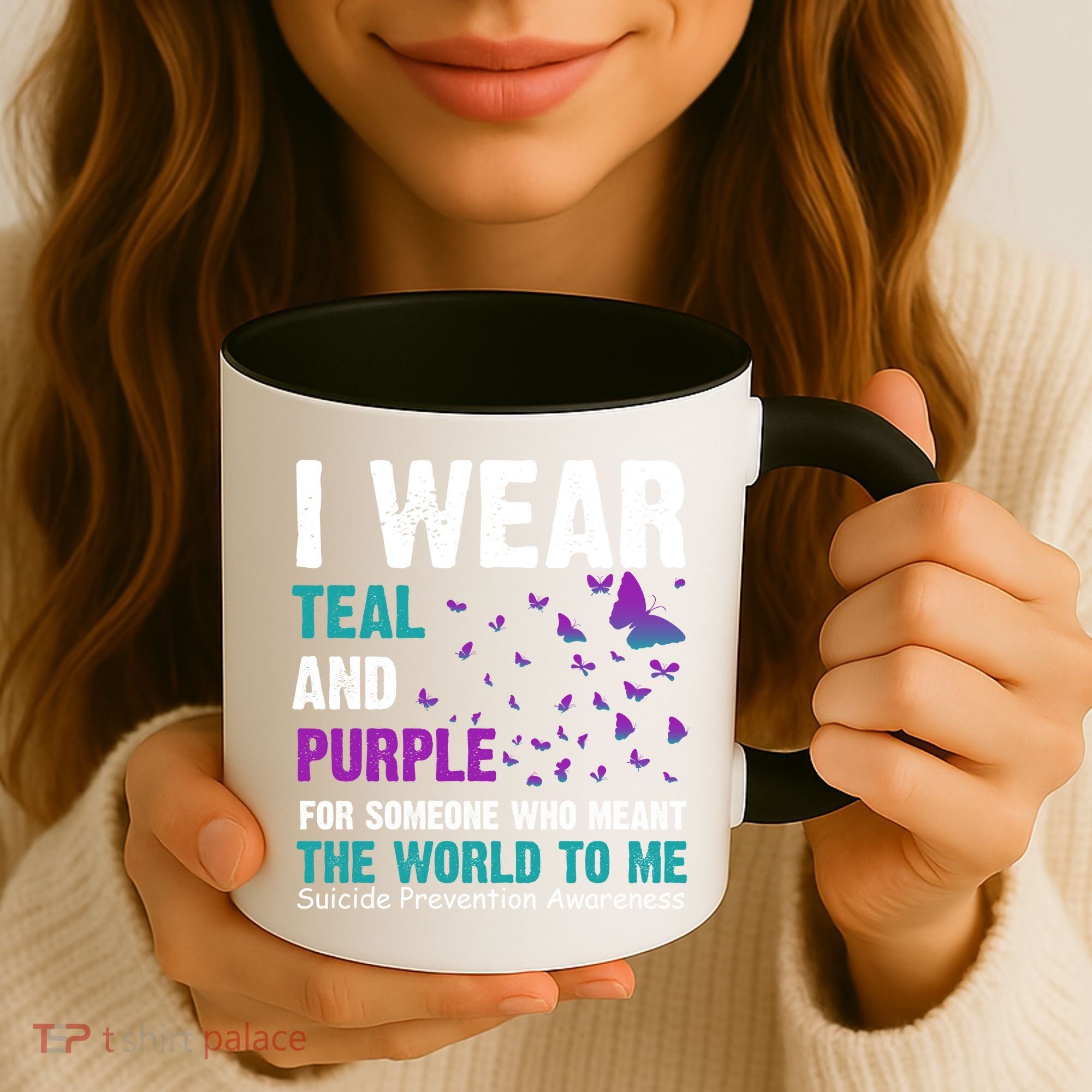 I Wear Teal & Purple Suicide Prevention Awareness Coffee Mug