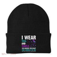 I Wear Teal & Purple Suicide Prevention Awareness Beanie thumb 0