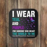 I Wear Teal & Purple Suicide Prevention Awareness Coaster thumb 0