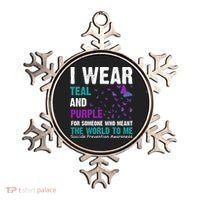 I Wear Teal & Purple Suicide Prevention Awareness Ornament thumb 0