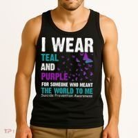 I Wear Teal & Purple Suicide Prevention Awareness Tank Top thumb 3