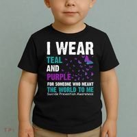 I Wear Teal & Purple Suicide Prevention Awareness Toddler T-Shirt thumb 2