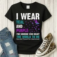I Wear Teal & Purple Suicide Prevention Awareness Women's T-Shirt thumb 3