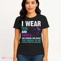 I Wear Teal & Purple Suicide Prevention Awareness Women's T-Shirt thumb 4