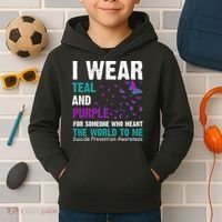 I Wear Teal & Purple Suicide Prevention Awareness Kids Hoodie thumb 2