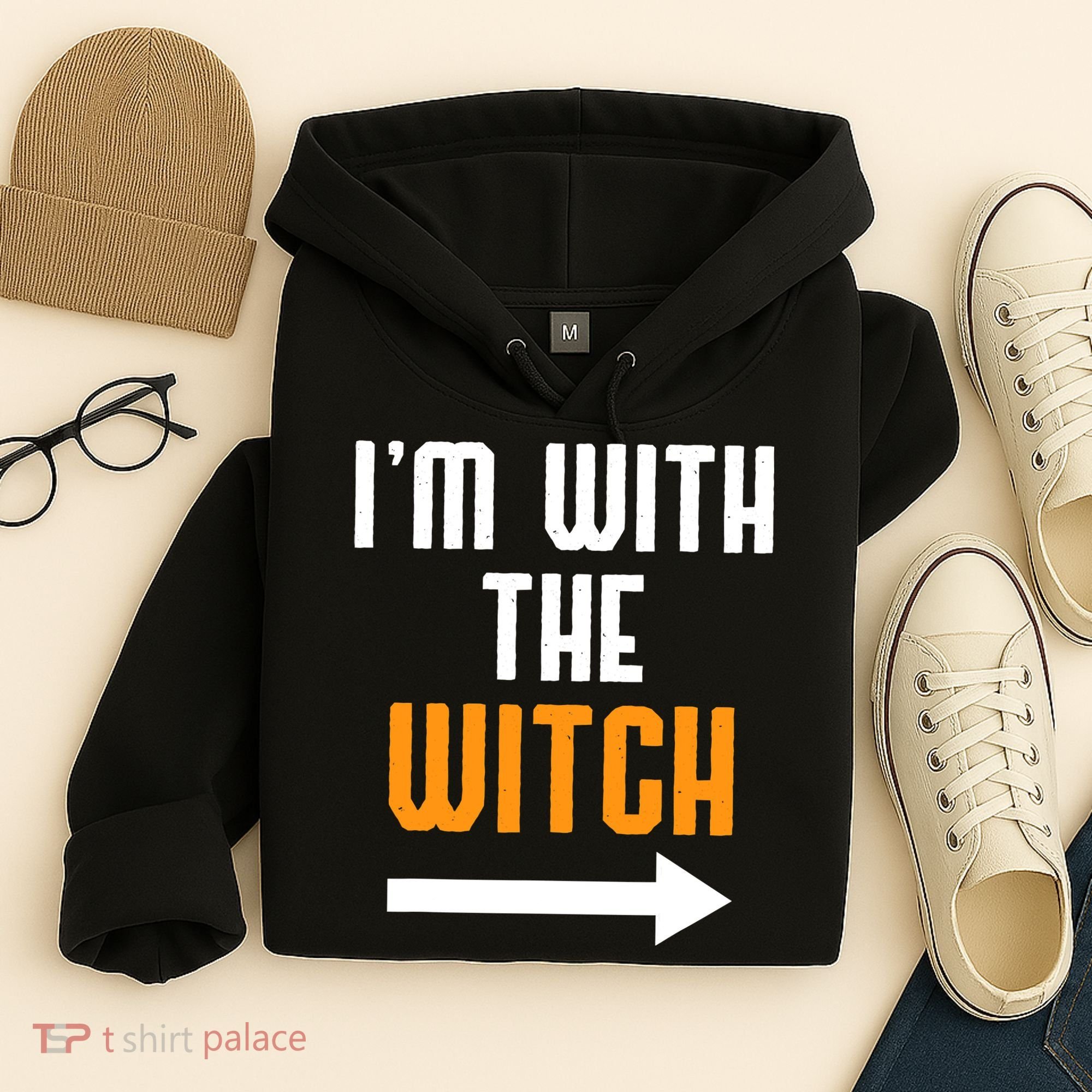 I'm With The Witch Funny Halloween Costume Hoodie