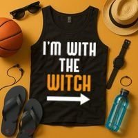 I'm With The Witch Funny Halloween Costume Tank Top thumb 4
