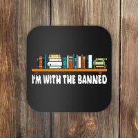 Im With The Banned Librarian Books Bookworm Coaster thumb 0