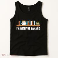 Im With The Banned Librarian Books Bookworm Tank Top thumb 2