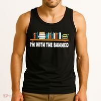 Im With The Banned Librarian Books Bookworm Tank Top thumb 3