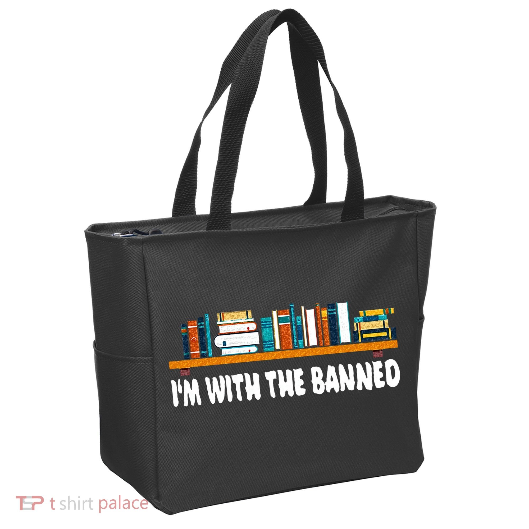 Im With The Banned Librarian Books Bookworm Tote Bag