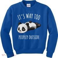 It's Way Too Peopley Outside Panda Gift Kids Sweatshirt thumb 0