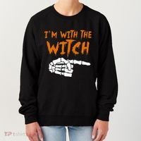 Im With The Witch Funny Matching Halloween Couples Costume Gift Women's Sweatshirt thumb 0
