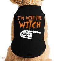 Im With The Witch Funny Matching Halloween Couples Costume Gift Doggie Tank thumb 0